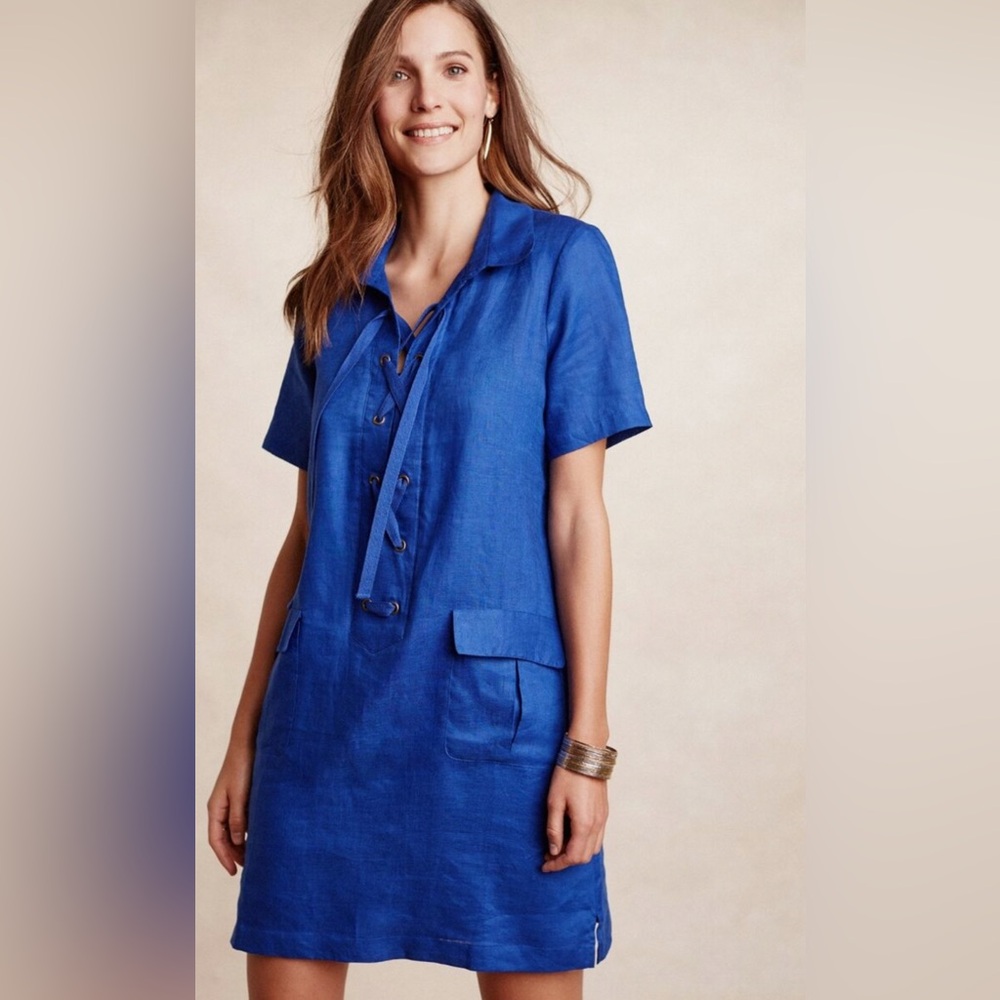 Maeve Cobalt Blue Linen Dresss